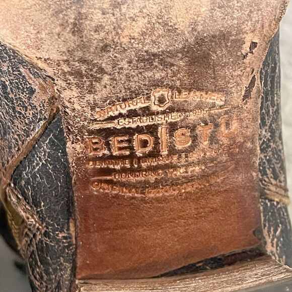 Bed Stu boots Begin Black Lux Leather Ankle booties Distressed size 7.5 - Picture 12 of 16